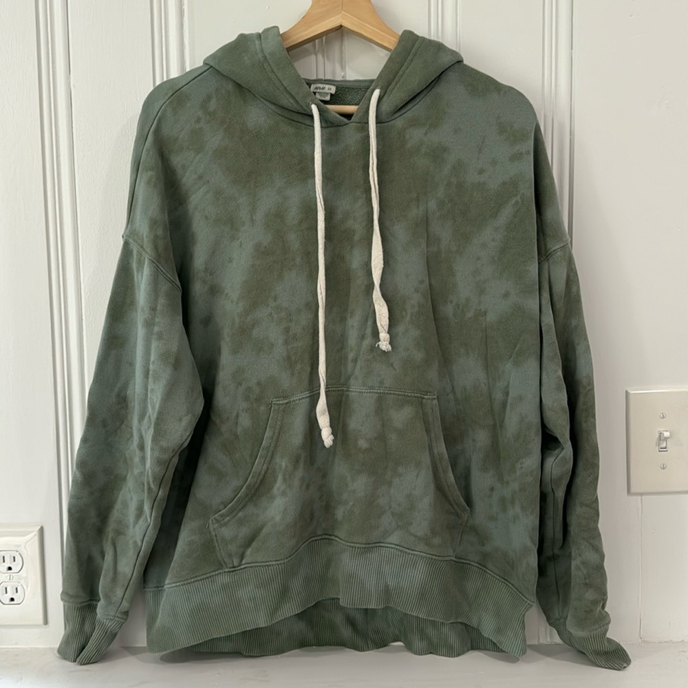Washed Olive Green Women's Hoodie Sweatshirt